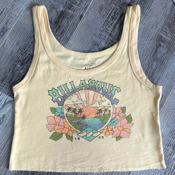 Billabong Yellow Cropped Tank Top - Picture 1 of 6